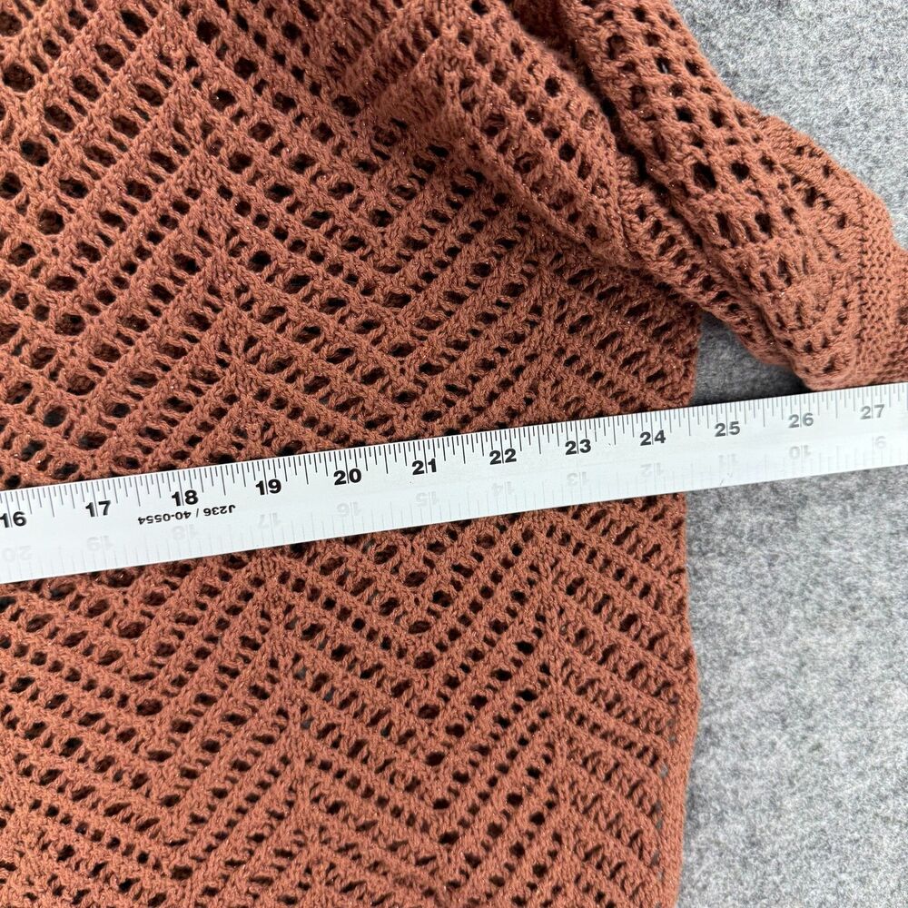 Women's Open-Knit Button-Up Top in Rust - Picture 5 of 8